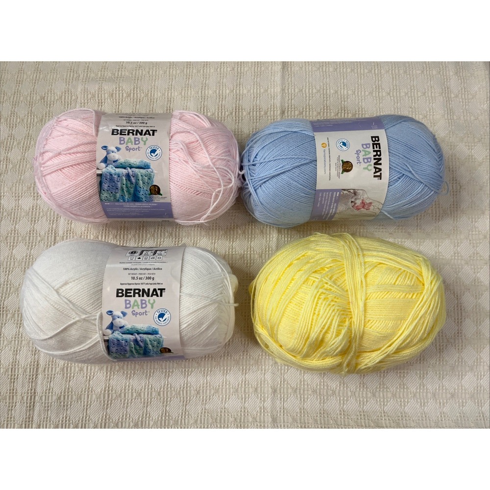 Bernat Baby Big Ball Sport Yarn, 10 oz Gauge 3 Light 100% Acrylic LOT Pink Blue